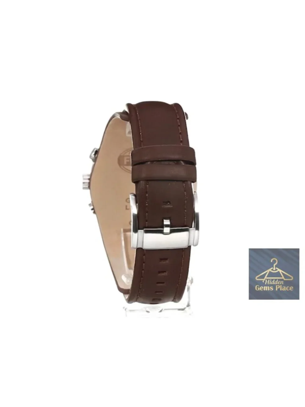 Men's Fossil Quartz Chronograph Leather Strap Watch 44mm Water Resistant